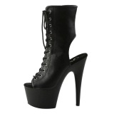 Negro Mate 18 cm ADORE-1016 Plataforma Botines Punta Abierta