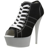 Negro Neon 15 cm DELIGHT-600SK-01 Zapatos de lona con tacn