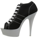 Negro Neon 15 cm DELIGHT-600SK-01 Zapatos de lona con tacn