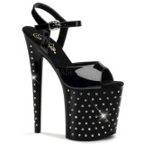 Negro Piedras Cristal 20 cm STARDUST-809 Tacn Alto Zapatos Plateau