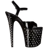 Negro Piedras Cristal 20 cm STARDUST-809 Tacn Alto Zapatos Plateau