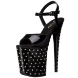 Negro Piedras Cristal 20 cm STARDUST-809 Tacn Alto Zapatos Plateau