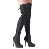 Negro Piel 13,5 cm INDULGE-3011 Largas Botas Altas para Hombres