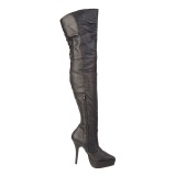 Negro Piel 13,5 cm INDULGE-3011 Largas Botas Altas para Hombres