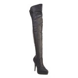 Negro Piel 13,5 cm INDULGE-3011 Largas Botas Altas para Hombres