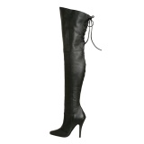 Negro Piel 13 cm LEGEND-8899 Largas Botas Altas para Hombres