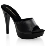 Negro Piel 14 cm COCKTAIL-501L Mules Tacn Alto