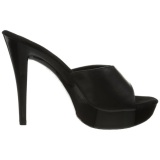 Negro Piel 14 cm COCKTAIL-501L Mules Tacn Alto