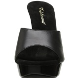 Negro Piel 14 cm COCKTAIL-501L Mules Tacn Alto