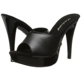 Negro Piel 14 cm COCKTAIL-501L Mules Tacn Alto