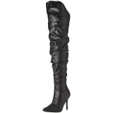 Negro Polipiel 10 cm CLASSIQUE-3011 over knee botas altas con tacn