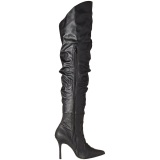 Negro Polipiel 10 cm CLASSIQUE-3011 over knee botas altas con tacn