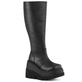 Negro Polipiel 11,5 cm SHAKER botas plataforma de caa ancha elsticos