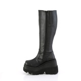 Negro Polipiel 11,5 cm SHAKER botas plataforma de caa ancha elsticos