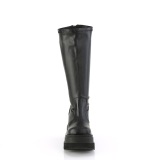 Negro Polipiel 11,5 cm botas plataforma de caa ancha elsticos