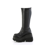 Negro Polipiel 11,5 cm botas plataforma de caa ancha elsticos