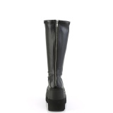 Negro Polipiel 11,5 cm botas plataforma de caa ancha elsticos