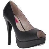 Negro Polipiel 13,5 cm CHLOE-01 zapatos de saln tallas grandes