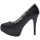 Negro Polipiel 14,5 cm Burlesque TEEZE-06W zapatos de saln pies anchos hombre