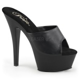 Negro Polipiel 15,5 cm KISS-201 Plataforma Mules Altos