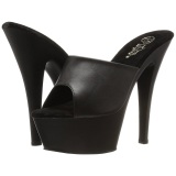 Negro Polipiel 15,5 cm KISS-201 Plataforma Mules Altos