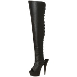 Negro Polipiel 15 cm DELIGHT-3019 Botas Altas Plataforma