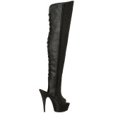 Negro Polipiel 15 cm DELIGHT-3019 Botas Altas Plataforma