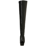 Negro Polipiel 15 cm DELIGHT-3019 Botas Altas Plataforma