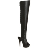 Negro Polipiel 15 cm DELIGHT-3019 Botas Altas Plataforma