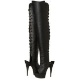 Negro Polipiel 15 cm DELIGHT-3019 Botas Altas Plataforma