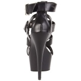 Negro Polipiel 15 cm DELIGHT-658 Zapatos pleaser con tacn alto