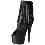 Negro Polipiel 18 cm ADORE-1019 botines con flecos de mujer tacn altos