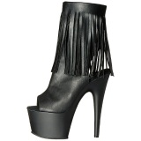 Negro Polipiel 18 cm ADORE-1019 botines con flecos de mujer tacn altos