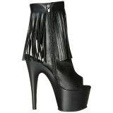 Negro Polipiel 18 cm ADORE-1019 botines con flecos de mujer tacn altos