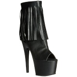 Negro Polipiel 18 cm ADORE-1019 botines con flecos de mujer tacn altos