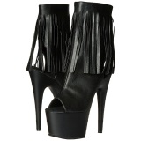 Negro Polipiel 18 cm ADORE-1019 botines con flecos de mujer tacn altos