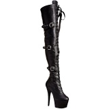 Negro Polipiel 18 cm ADORE-3028 Botas de mujer hasta la rodilla