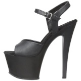 Negro Polipiel 18 cm Pleaser SKY-309 Plataforma Tacones de Aguja