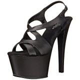 Negro Polipiel 18 cm Pleaser SKY-330 Plataforma Tacones de Aguja