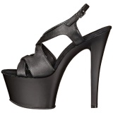 Negro Polipiel 18 cm Pleaser SKY-330 Plataforma Tacones de Aguja