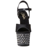 Negro Polipiel 18 cm STARDUST-709 Sandalias Mujer Plataforma Strass