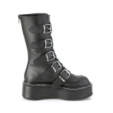 Negro Polipiel 5 cm EMILY-330 plataforma botas de mujer con hebillas