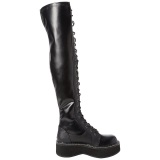 Negro Polipiel 5 cm EMILY-375 botas por encima de la rodilla con cordones