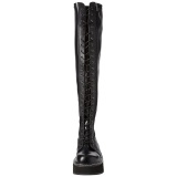 Negro Polipiel 5 cm EMILY-375 botas por encima de la rodilla con cordones