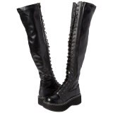 Negro Polipiel 5 cm EMILY-375 botas por encima de la rodilla con cordones