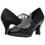 Negro Polipiel 7,5 cm JENNA-06 zapatos de saln tallas grandes