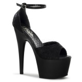 Negro Satinado 18 cm Pleaser ADORE-768 Plataforma Tacones de Aguja