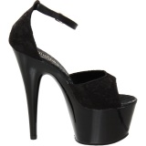 Negro Satinado 18 cm Pleaser ADORE-768 Plataforma Tacones de Aguja