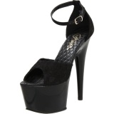 Negro Satinado 18 cm Pleaser ADORE-768 Plataforma Tacones de Aguja