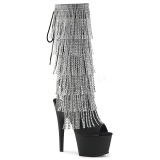 Negro Strass 18 cm ADORE-2024RSF botas con flecos de mujer tacn altos